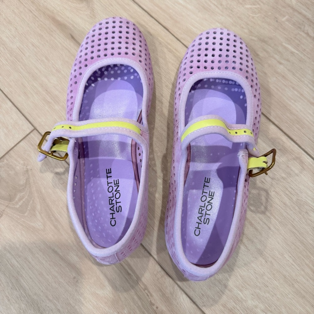 CS Raleigh suede flats Lilac Perf 7 ballet ballerina lime green mesh flats trend - Picture 4 of 11